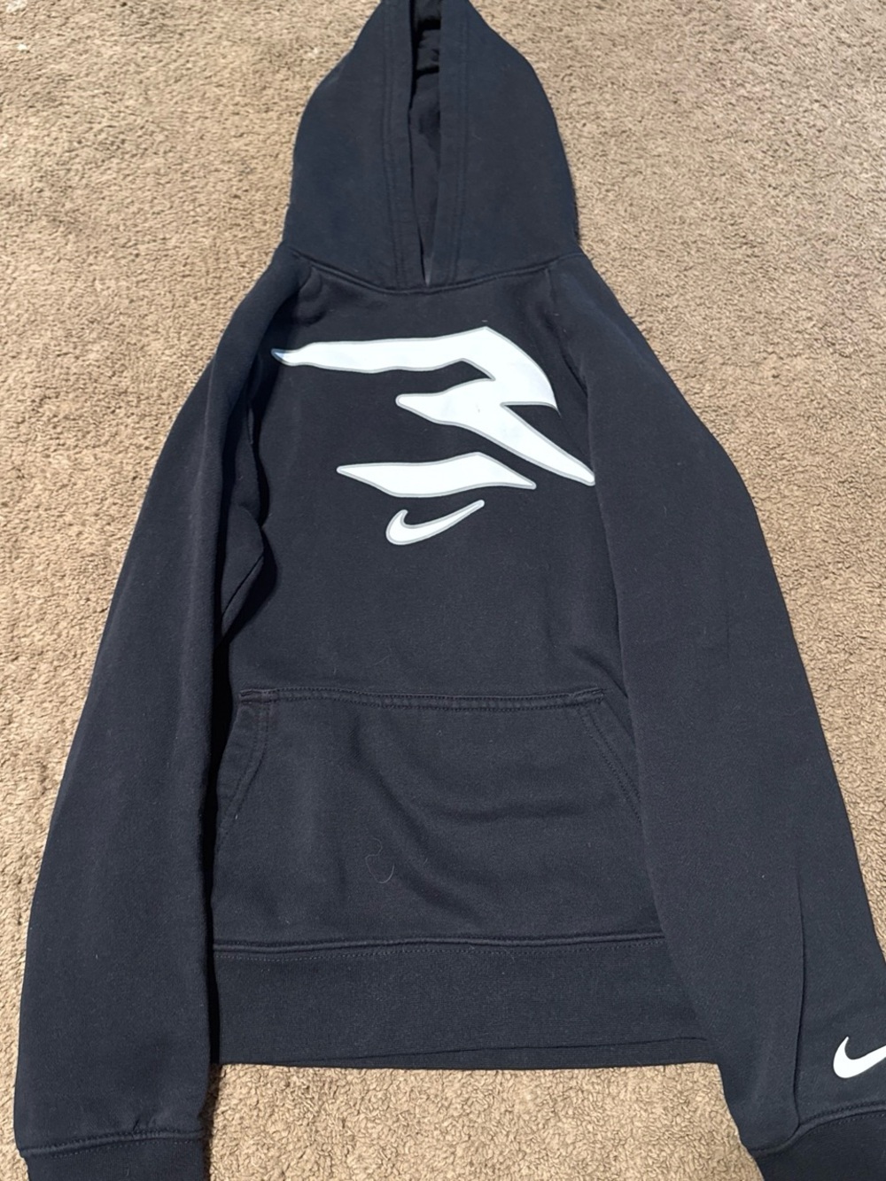 Nike Black Hoodie with White Swoosh Graphic